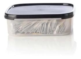 Potes modurares quadrado 1,2 litros transparente tampa preta da tupperware