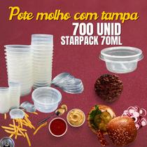 Potes molho com tampa starpack 70ml, 700 unidades translucido Potes molho com tampa starpack 70ml, 700 unidades translucido