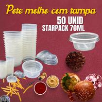POTES MOLHO COM TAMPA STARPACK 70ML, TRANSLUCIDO 50 unidades POTES MOLHO COM TAMPA STARPACK 70ML, TRANSLUCIDO 50 unidades