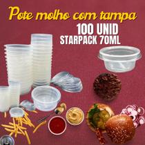 Potes molho com tampa starpack 70ml, translucido com 100 unidades