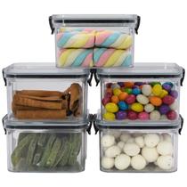 Potes Organizadores 500ml Kit C/ 5 Hermético Transparente Multiúso Armário Alimento C/ Tampa Empilhável Quadrado - Plasnorthon Potes Organizadores 500ml Kit C/ 5 Hermético Transparente Multiúso Armário Alimento C/ Tampa Empilhável Quadrado - Plasnorthon