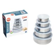 Potes Para Alimentos Inox Com Tampa Jogo 5 Pc Dolce Home Potes Para Alimentos Inox Com Tampa Jogo 5 Pc Dolce Home