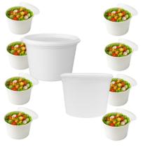 Potes Para Freezer Microondas Sopas Caldos Feijoada Marmita 500ml Branco Tampa Lacre 10 Unidades