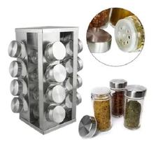 Potes Para Temperos Condimentos Base Giratória Inox 16 Potes Potes Para Temperos Condimentos Base Giratória Inox 16 Potes