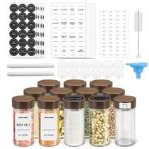 Potes para temperos VIBRATITE, kit com 12 unidades, vidro de 120 ml com tampas de madeira Potes para temperos VIBRATITE, kit com 12 unidades, vidro de 120 ml com tampas de madeira