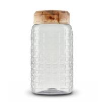 Potes Plástico 1,5 Litro Tampa Encaixe Travertino Bege Organizador Textura Resistente Condimento Mantimento Alimento Açú