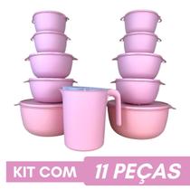 Potes Plástico Bowl 10 unidades Com Tampa e Jarra Para Suco Livre BPA - Casa Bella
