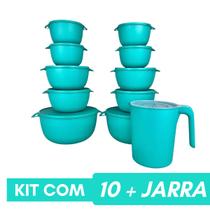 Potes Plástico Bowl 10 unidades Com Tampa e Jarra Para Suco Livre BPA - Casa Bella