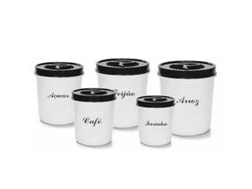 Potes Plásticos Decorado 5 Jogo De Potes Porta Arroz Feijão Potes Plásticos Decorado 5 Jogo De Potes Porta Arroz Feijão