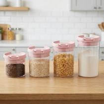 Potes Porta Mantimentos Hermético Redondo Conjunto Kit 4pçs