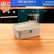 Potes Porta Mantimentos Retangular Transparente Multiuso 1L UZ Potes Porta Mantimentos Retangular Transparente Multiuso 1L UZ