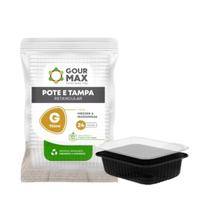 Potes Preto C/ 24un 750ml Descartável Marmita Freezer Microondas Fitness Retangular C/ Tampa Potes Preto C/ 24un 750ml Descartável Marmita Freezer Microondas Fitness Retangular C/ Tampa