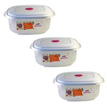 Potes vasilhas plásticas cozinha microondas freezer kit 3 un