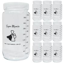 Potes Vidro para Armazenar Leite Materno Graduados 300ml 10UND