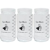 Potes Vidro para Armazenar Leite Materno Graduados 300ml 3UND