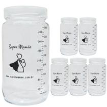 Potes Vidro para Armazenar Leite Materno Graduados 300ml 6UND Potes Vidro para Armazenar Leite Materno Graduados 300ml 6UND