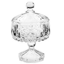 Potiche Baleiro Bomboniere de Vidro Cristal Doces Pé Queen c/ Tampa Decorativo Wolff