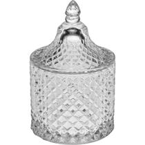POTICHE BOMBONIERE VASO COM TAMPA 10x6x6cm DE VIDRO TRANSPARENTE