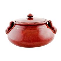 Potiche Cerâmico Terracota com Tampa e Alças Esculpidas