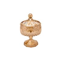 Potiche com Pé Wolff Louise de Cristal Âmbar 15,5 x 23cm Potiche com Pé Wolff Louise de Cristal Âmbar 15,5 x 23cm