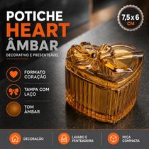 Potiche Coração Âmbar Com Tampa Decorativa Laço Potiche Coração Âmbar Com Tampa Decorativa Laço