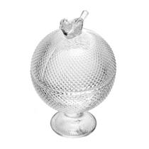 Potiche Cristal com pé Bird 8,5x13cm transparente - WOLFF
