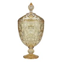 Potiche Cristal com Pé Diamond Âmbar Metalizado 15cm Lyor