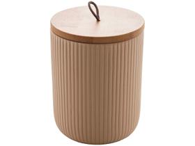 Potiche De Cerâmica Bege com Tampa de Bambu G 8672 - Lyor Potiche De Cerâmica Bege com Tampa de Bambu G 8672 - Lyor