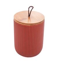 Potiche de Cerâmica Terracota c/ Tampa Bambu Lyor 12,5x10cm Potiche de Cerâmica Terracota c/ Tampa Bambu Lyor 12,5x10cm