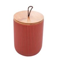 Potiche de Cerâmica Terracota c/ Tampa em Bambu Lyor 15x10cm Potiche de Cerâmica Terracota c/ Tampa em Bambu Lyor 15x10cm
