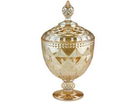 Potiche de Cristal com Pé Diamond Âmbar Metalizado 15cm x 28cm - Lyor Potiche de Cristal com Pé Diamond Âmbar Metalizado 15cm x 28cm - Lyor