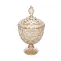 Potiche de Cristal com Pé Diamond Âmbar Metalizado 15cm x 28cm - Lyor