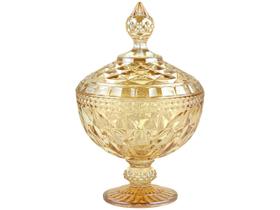 Potiche de Cristal com Pé Diamond Âmbar Metalizado Lyor Potiche de Cristal com Pé Diamond Âmbar Metalizado Lyor