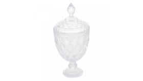Potiche de Cristal Com pe e Tampa Diamond 15cmx 32cm Lyor