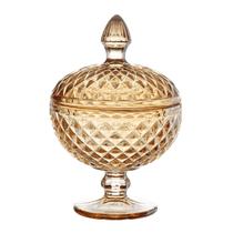 Potiche de Vidro C/ Pé Lumiere Âmbar Baleiro Bomboniere 12x18,5cm Resistente Potiche de Vidro C/ Pé Lumiere Âmbar Baleiro Bomboniere 12x18,5cm Resistente