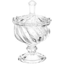 Potiche de vidro texturizado com pé Mireya 9,5x9,5x15