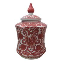 Potiche Decorativa Vermelho com Branco- 24,50x15cm - Potiche para Estilo e Sofisticação - Perfeita para Decoração Clássica! - Prime Home Decor