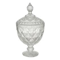 Potiche Decorativo com Pé Cristal Chumbo Diamond 7767 Lyor