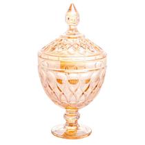 Potiche Decorativo Cristal com Pé Angel 15x28 cm Âmbar