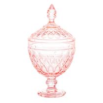 Potiche Decorativo Cristal com Pé Angel Rosa 15x28cm