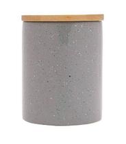 Potiche Decorativo de Cerâmica C/ Tampa de Bambu Granilite Cinza 10x10x13- Lyor