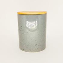 Potiche Decorativo de Cerâmica Granilite Cinza c/Tampa de Bambu Potiche Decorativo de Cerâmica Granilite Cinza c/Tampa de Bambu