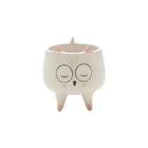 Potiche Decorativo De Cerâmica Sleeping Owl Branco 8,6 X 9,2cm Urban