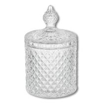 Potiche Decorativo de Cristal com Tampa Litt Para Mesas Aparadores Bomboniere 10,5 x 17,5cm - Wolff