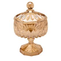 Potiche Decorativo de Cristal Wolff Louise Ambar 15,5x23cm