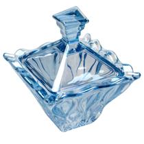 Potiche Decorativo em Cristal com Tampa Safir Azul 11x13 cm