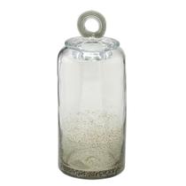 POTICHE DECORATIVO EM VIDRO CINZA E TRANSPARENTE 28,5cm POTICHE DECORATIVO EM VIDRO CINZA E TRANSPARENTE 28,5cm