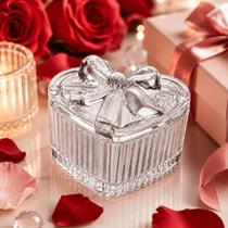 Potiche Decorativo Vidro Coração Laço Porta Joias Bomboniere Doces Lembrancinha Festas CHEF D Potiche Decorativo Vidro Coração Laço Porta Joias Bomboniere Doces Lembrancinha Festas CHEF D
