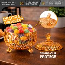 Potiche Diamond Âmbar Bomboniere Porta Doces com Tampa Potiche Diamond Âmbar Bomboniere Porta Doces com Tampa