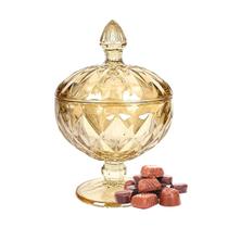 Potiche Diamond Em Vidro Com Pé Porta Doces Decoração 18cm Potiche Diamond Em Vidro Com Pé Porta Doces Decoração 18cm